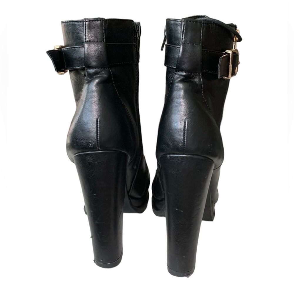 Black & Gold lace up bootie with Zipper high heels boots - Picture 5 of 16